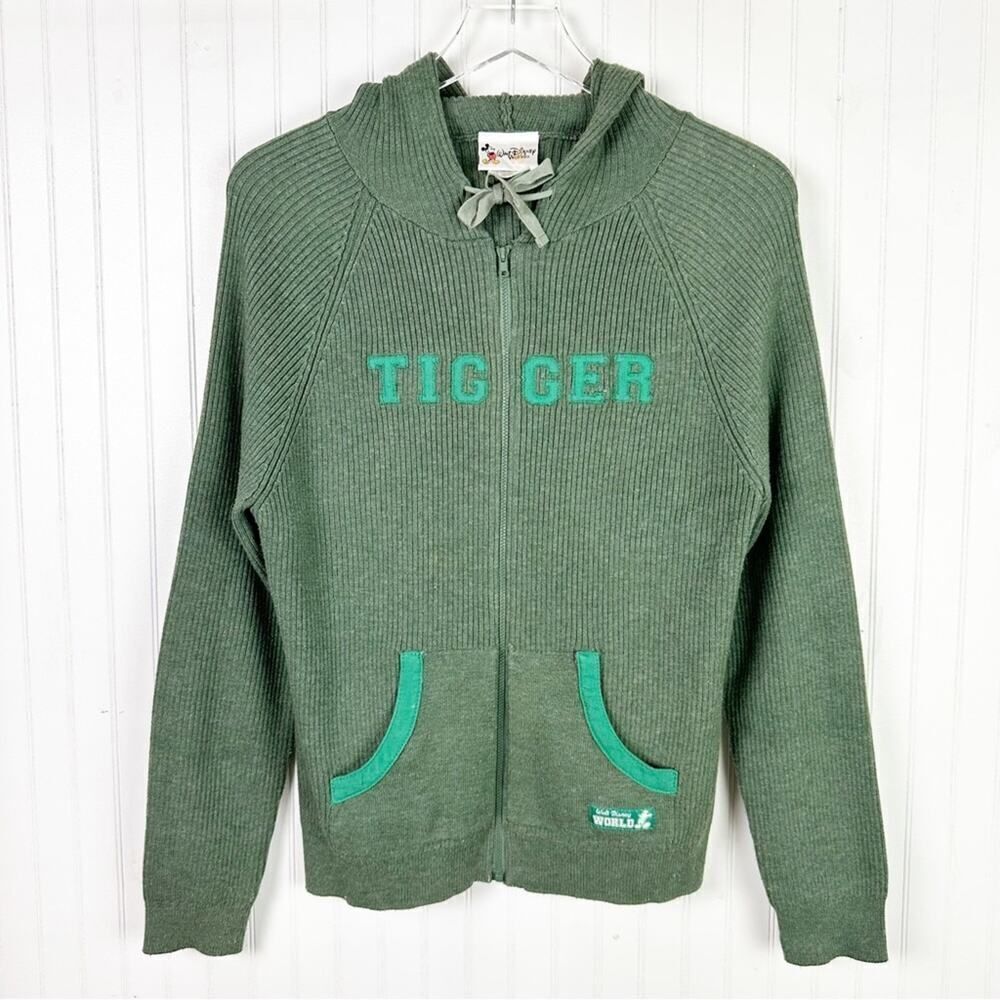 Walt Disney World Original Tigger Zippered Hoodie Sweater Green‎ Large